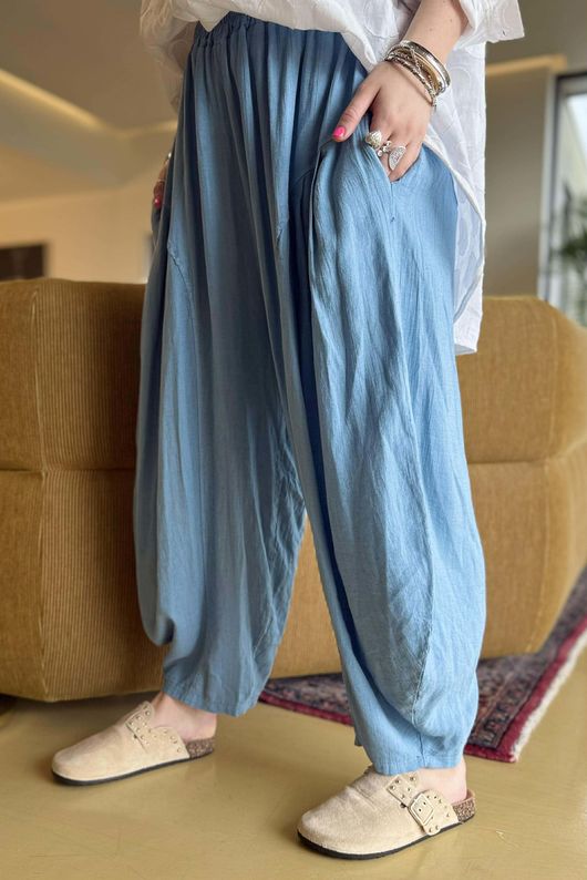 Noa Linen Blend Sia Barrel Trouser Denim /18=